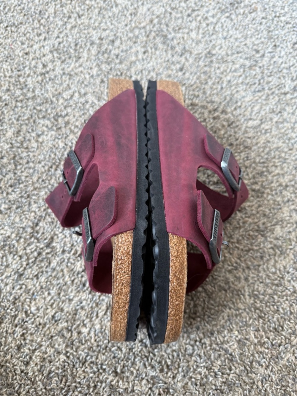 Birkenstock Arizona Double Strap Sandals in Burgundy - Picture 4 of 5